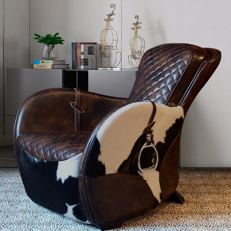 Timothy Oulton Saddle Chair And Footstool Cowhide Style