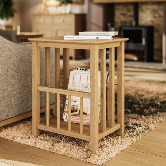 Taberno Natural Oak Magazine Rack & Turntable Stand