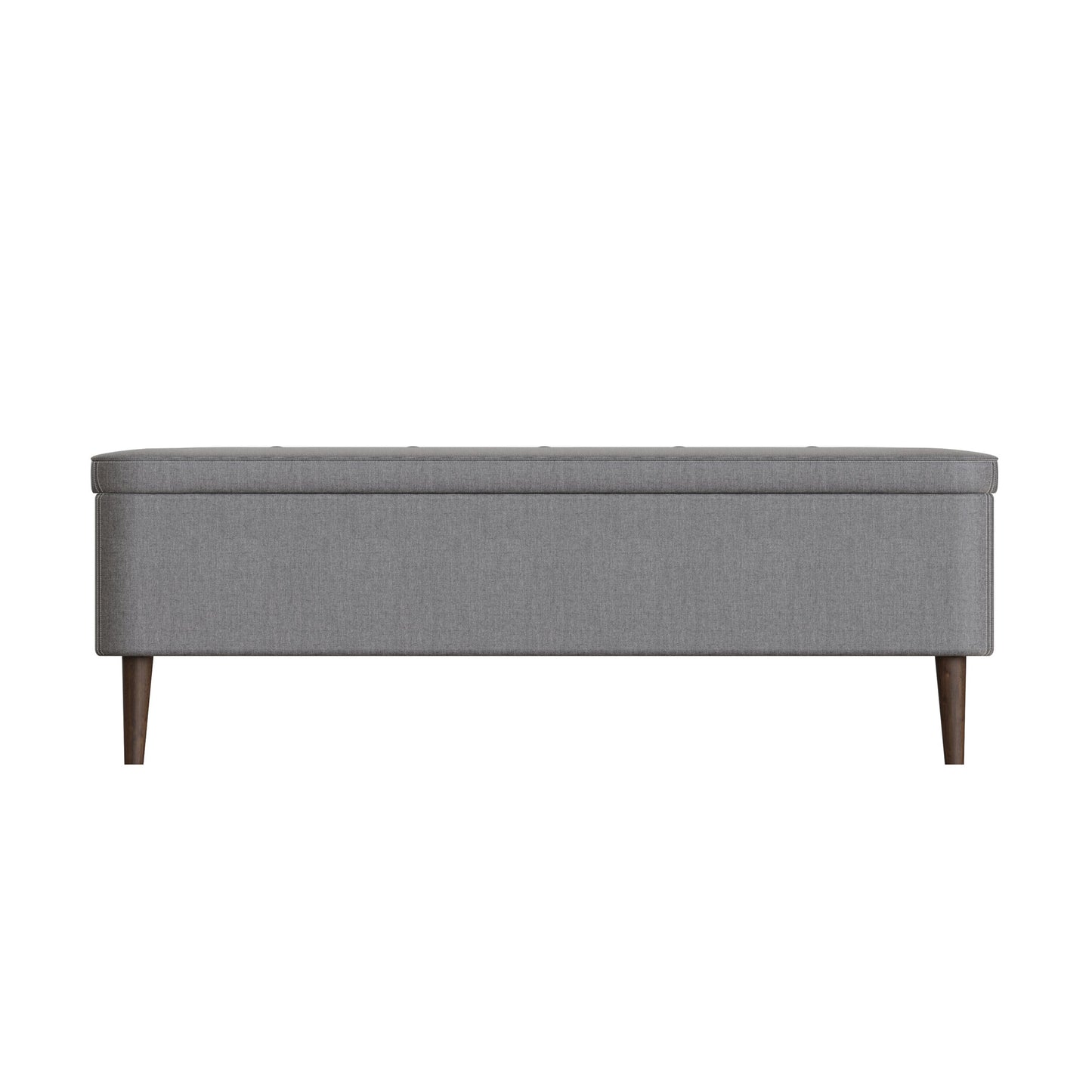 Grey Linen Ottoman Storage Bench with Wooden Legs