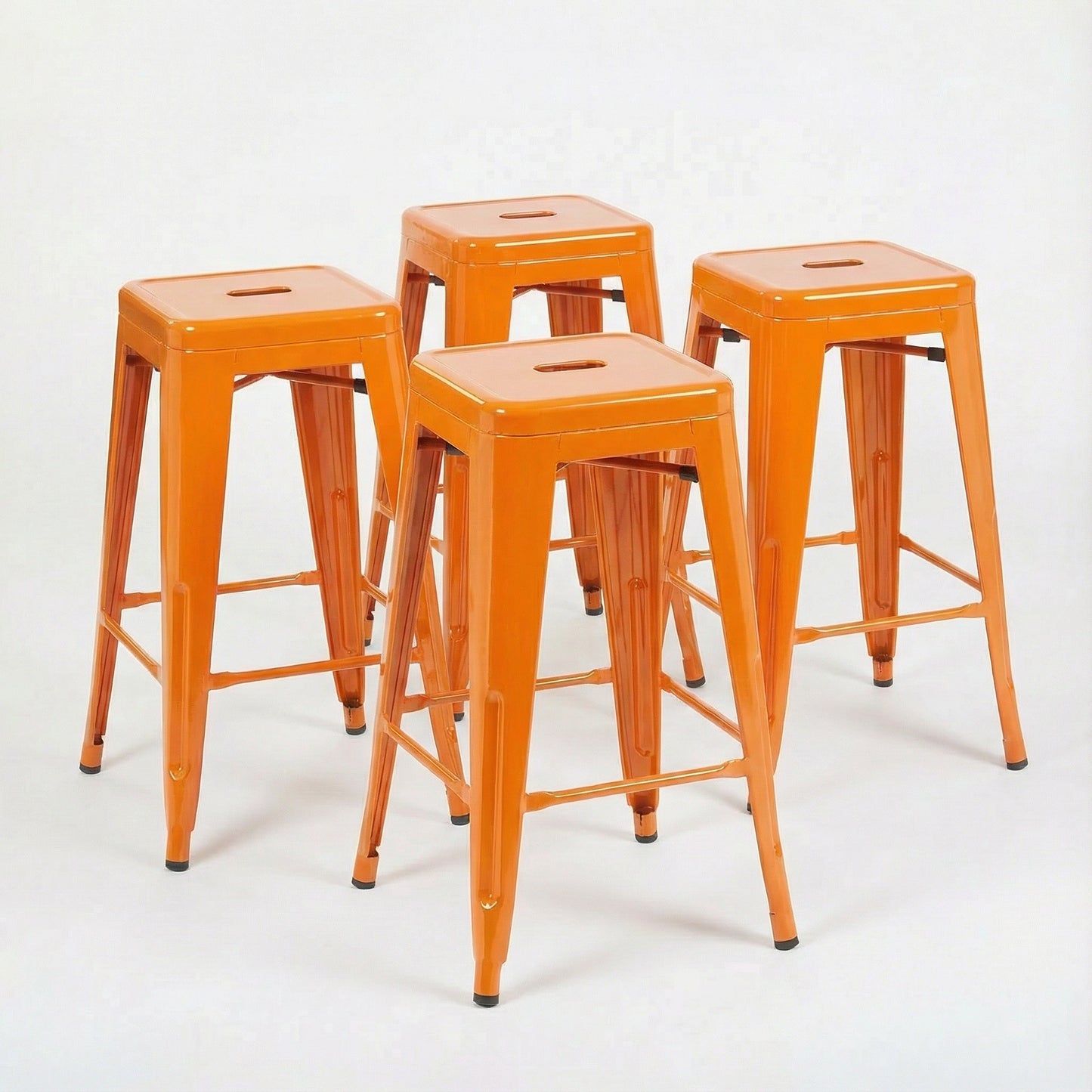 Bistro Pack of 4 Orange 24" Countertop Stools – Industrial Style