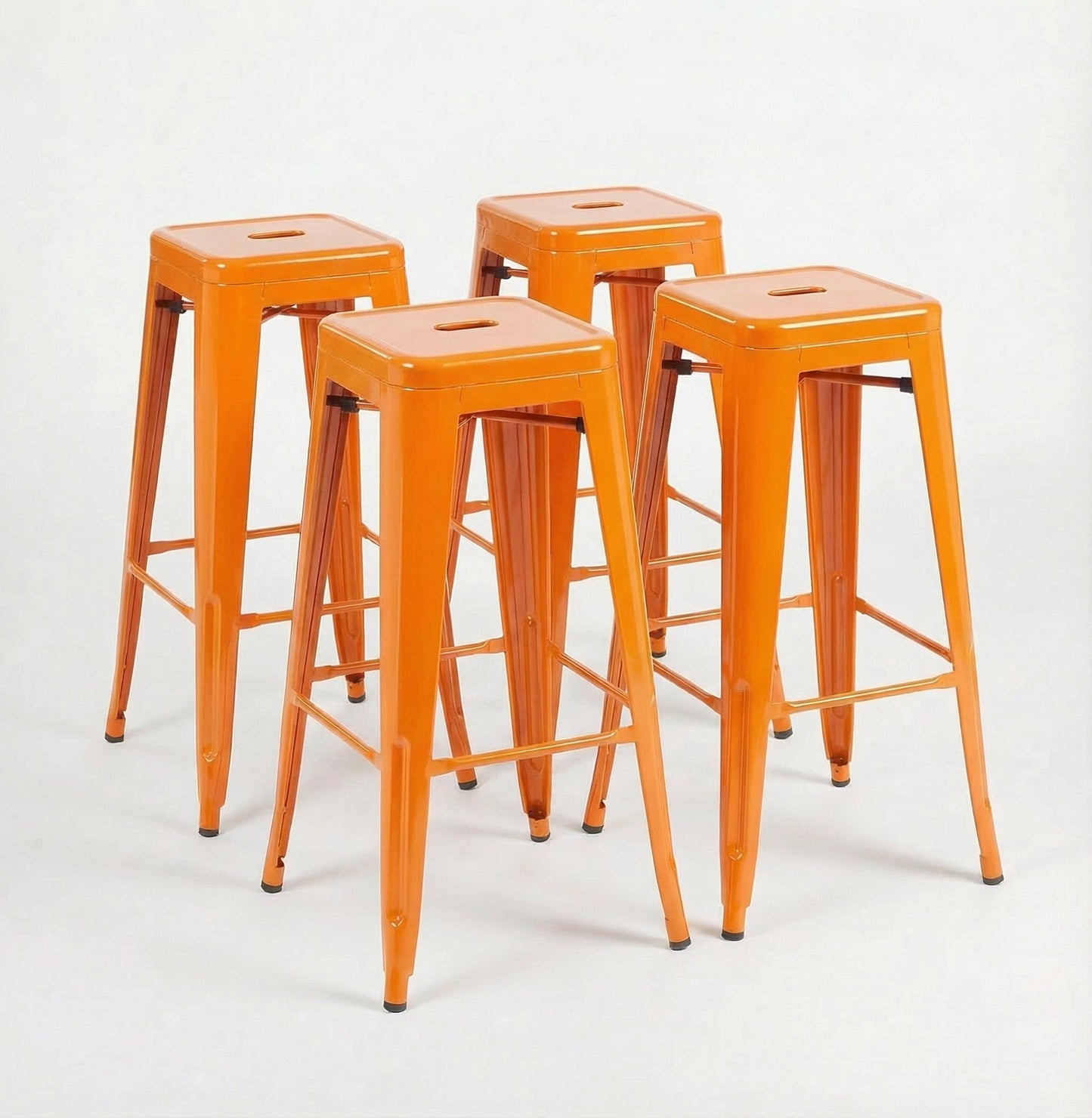 Bistro Pack of 4 30" Orange Bar Stools – Modern Industrial Design