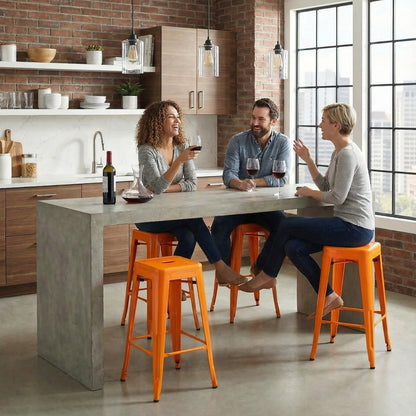 Bistro Pack of 4 30" Orange Bar Stools – Modern Industrial Design