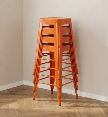 Bistro Pack of 4 30" Orange Bar Stools – Modern Industrial Design
