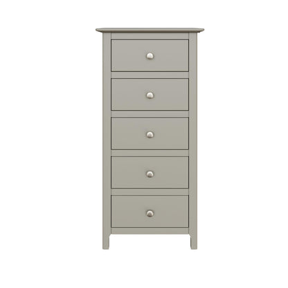 Palma 5 Drawer Chest of Drawers – Pale Grey Finish