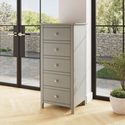 Palma 5 Drawer Chest of Drawers – Pale Grey Finish