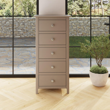 Palma 5 Drawer Chest of Drawers – Putty Finish