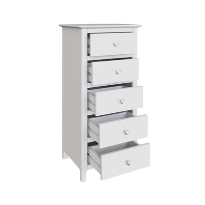 Palma 5 Drawer Chest of Drawers – Pure White Finish