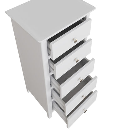 Palma 5 Drawer Chest of Drawers – Pure White Finish