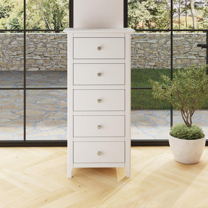Palma 5 Drawer Chest of Drawers – Pure White Finish