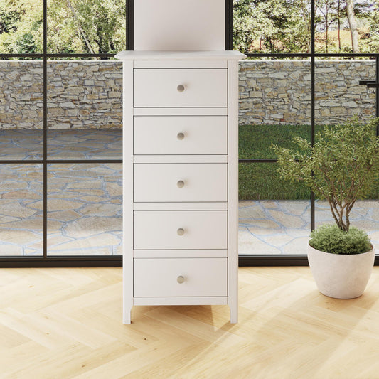 Palma 5 Drawer Chest of Drawers – Pure White Finish