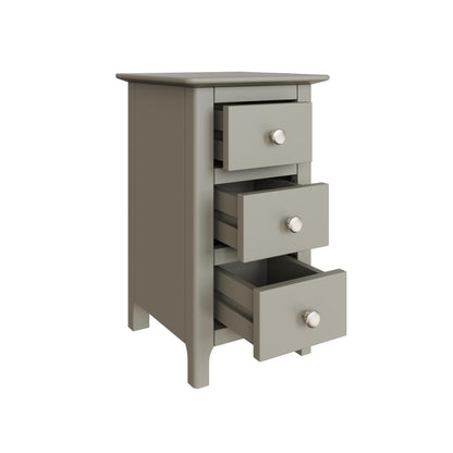 Palma 3 Drawer Bedside Cabinet – Pale Grey Finish