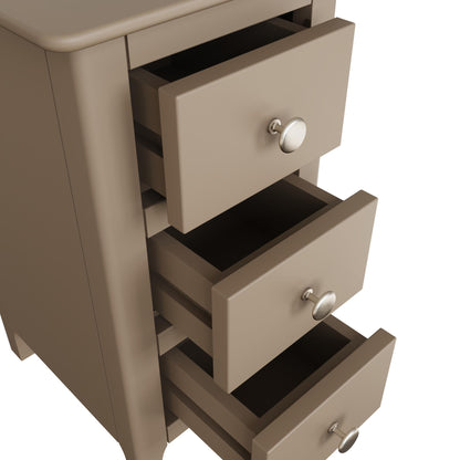Palma 3 Drawer Bedside Cabinet – Stylish Putty Finish