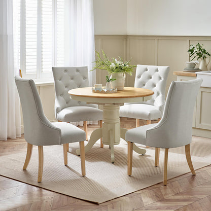 Padstow Cream Wooden Extending Dining Table & 4 Belgravia Chairs