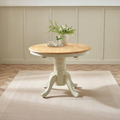 Padstow Cream Wooden Extending Dining Table & 6 Millford Chairs