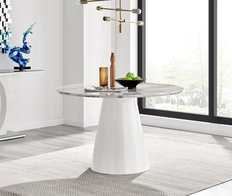 Palma Round White Marble Effect 4-6 Seater Dining Table