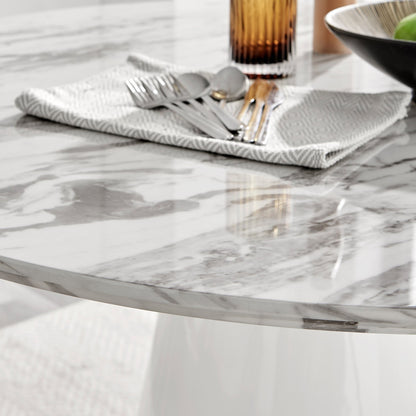 Palma Round White Marble Effect 4-6 Seater Dining Table