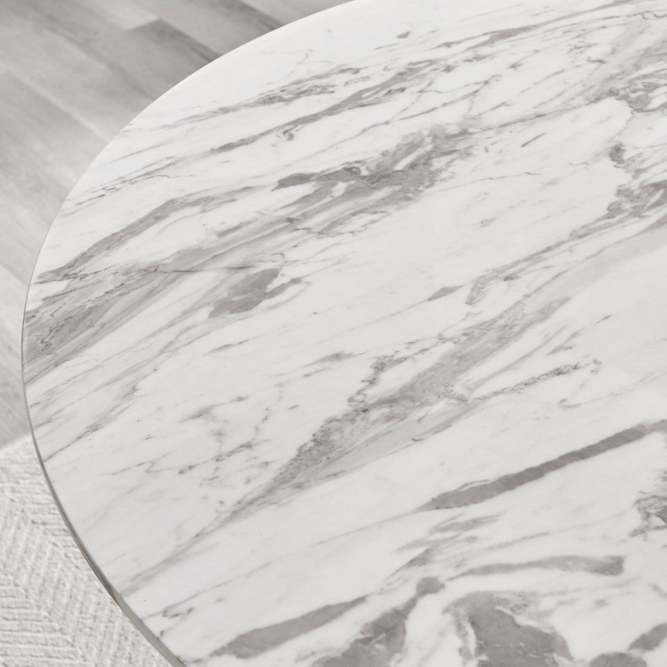 Palma Round White Marble Effect 4-6 Seater Dining Table