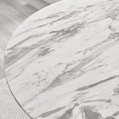 Palma Round White Marble Effect 4-6 Seater Dining Table