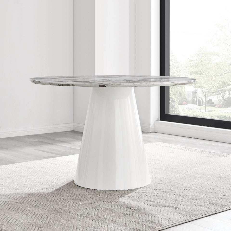 Palma Round White Marble Effect 4-6 Seater Dining Table