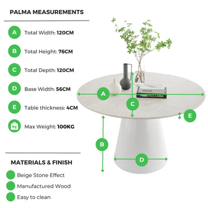 Palma Round White Marble Effect 4-6 Seater Dining Table