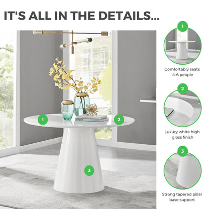 Palma Round Beige Stone Effect 4-6 Seater Dining Table
