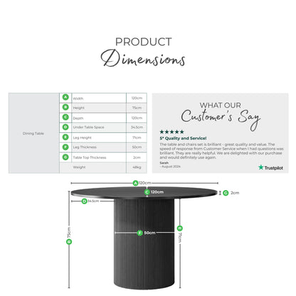 Penrose Round Black Wood Slatted 4-6 Seater Dining Table
