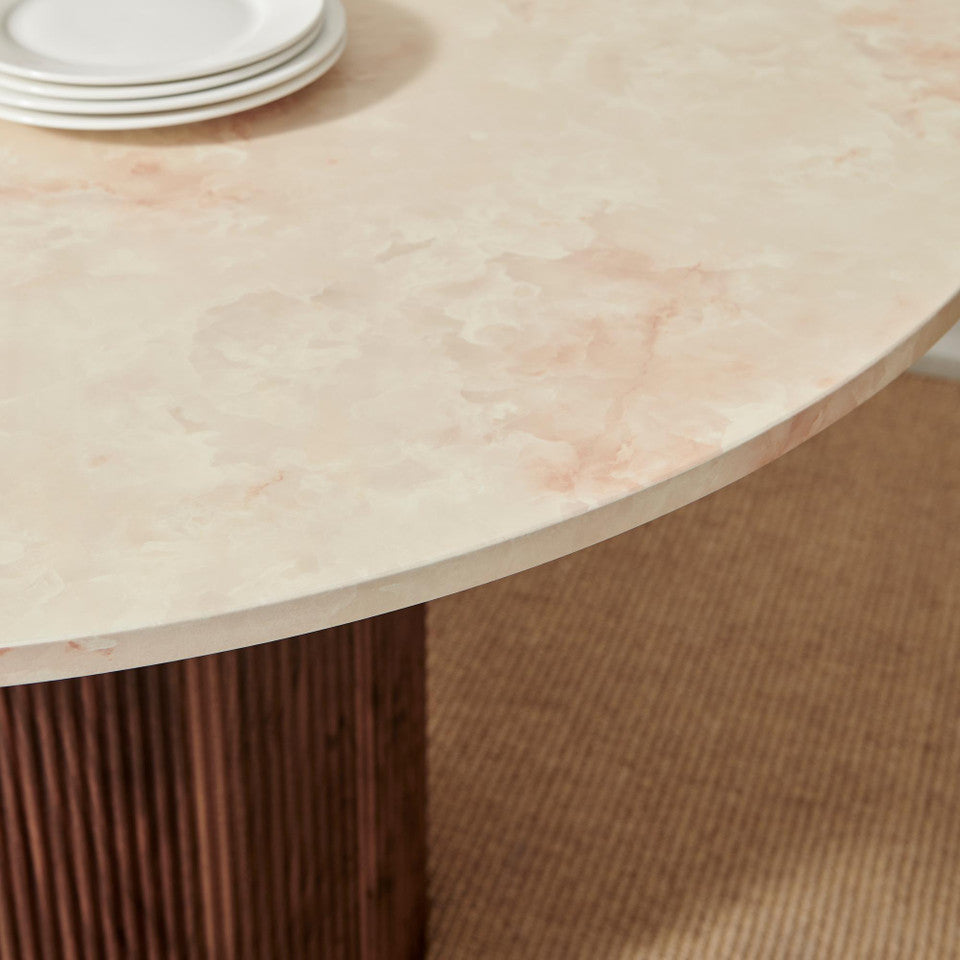 Penrose Round Oak Wood Slatted 4-6 Seater Dining Table