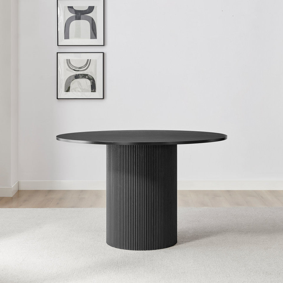 Penrose Round Oak Wood Slatted 4-6 Seater Dining Table