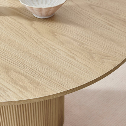 Penrose Round Oak Wood Slatted 4-6 Seater Dining Table