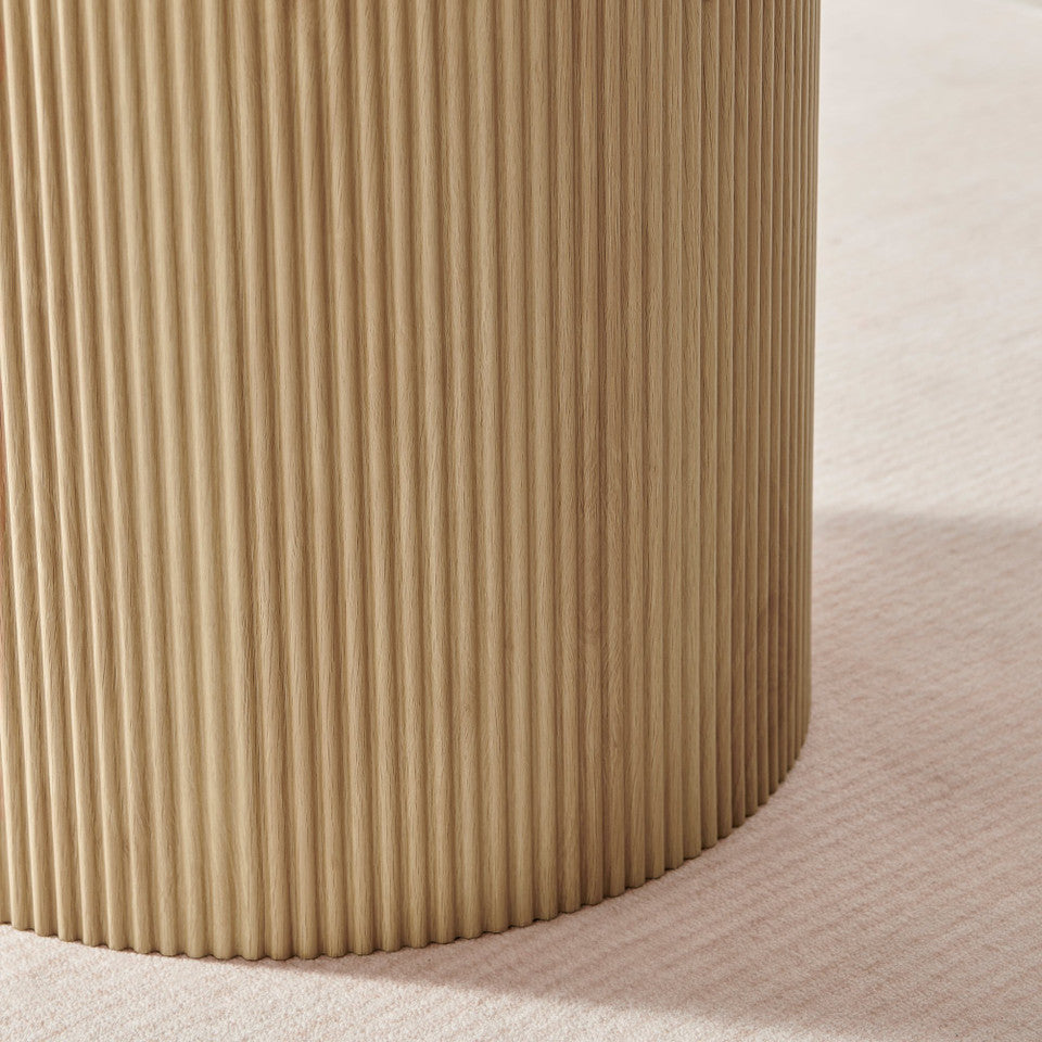 Penrose Round Black Wood Slatted 4-6 Seater Dining Table