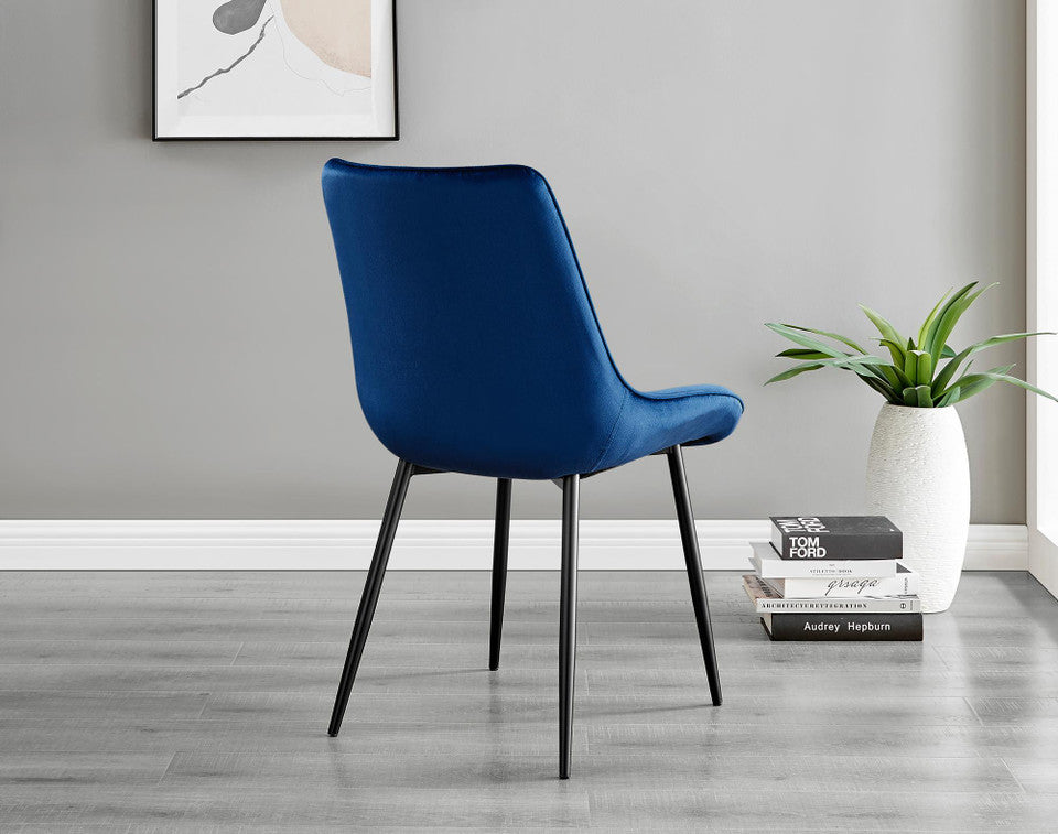 Novara Black Leg Round Glass Dining Table & 4 Pesaro Black Leg Chairs