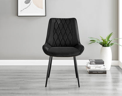 Giovani Round Grey 100cm Table and 4 Pesaro Black Leg Chairs