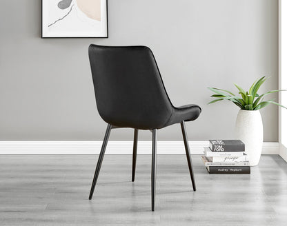 Andria Black Leg Marble Effect Dining Table and 6 Pesaro Black Leg Chairs