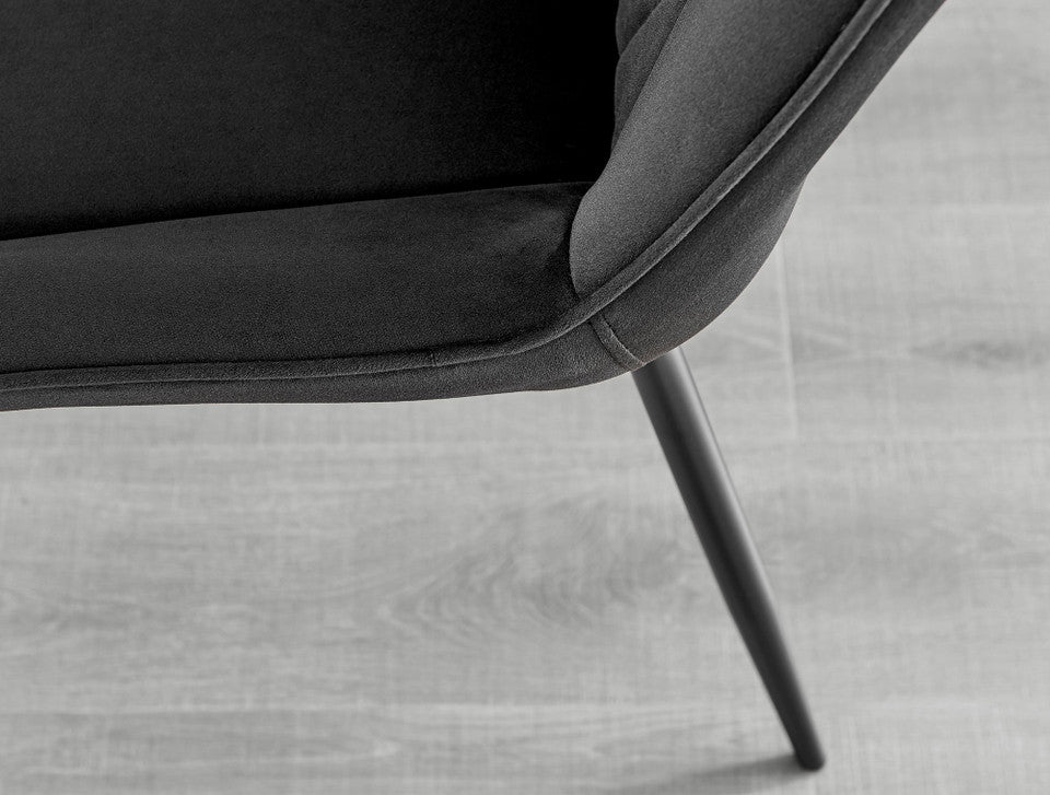 Leonardo Black Leg Glass Dining Table & 6 Pesaro Black Leg Chairs