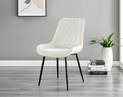 Carson White Marble Effect Dining Table & 4 Pesaro Black Leg Chairs