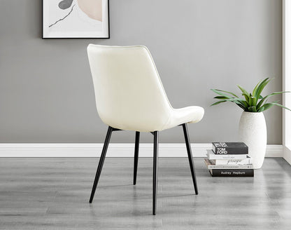 Novara Grey Concrete Effect Black Leg Round Dining Table & 4 Pesaro Black Leg Chairs
