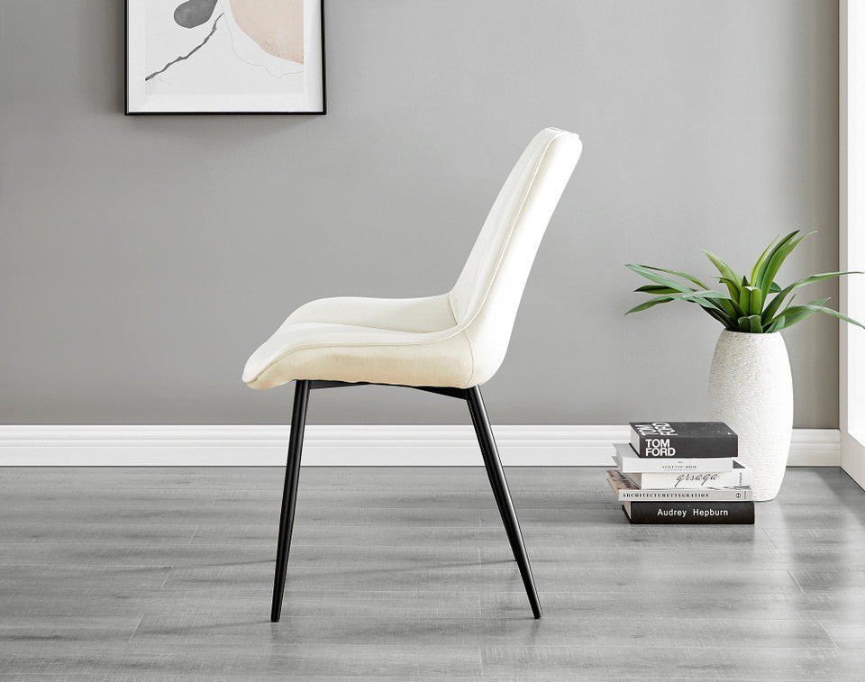 Andria Black Leg Marble Effect Dining Table and 6 Pesaro Black Leg Chairs