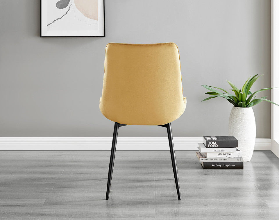 Novara Black Leg 120cm Round Glass Dining Table & 6 Pesaro Black Leg Chairs