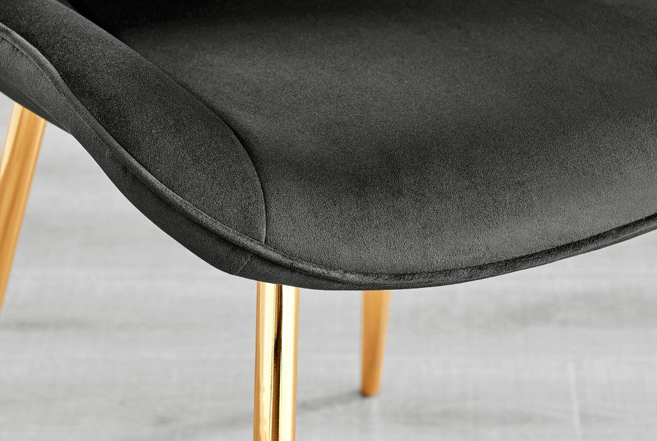 Leonardo 4 Gold Dining Table and 4 Pesaro Gold Leg Chairs