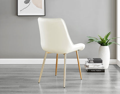 Novara White Marble Gold Leg 120cm Round Dining Table & 4 Pesaro Gold Leg Chairs