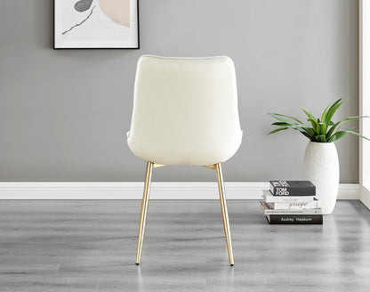 Novara White Marble Gold Leg 120cm Round Dining Table & 4 Pesaro Gold Leg Chairs
