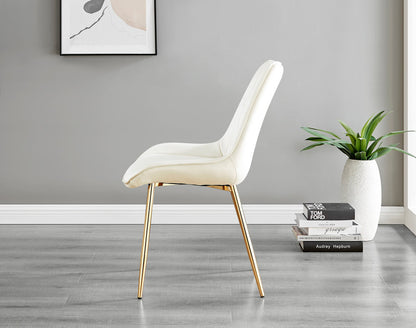Andria Gold Leg Marble Effect Dining Table and 6 Pesaro Gold Leg Chairs