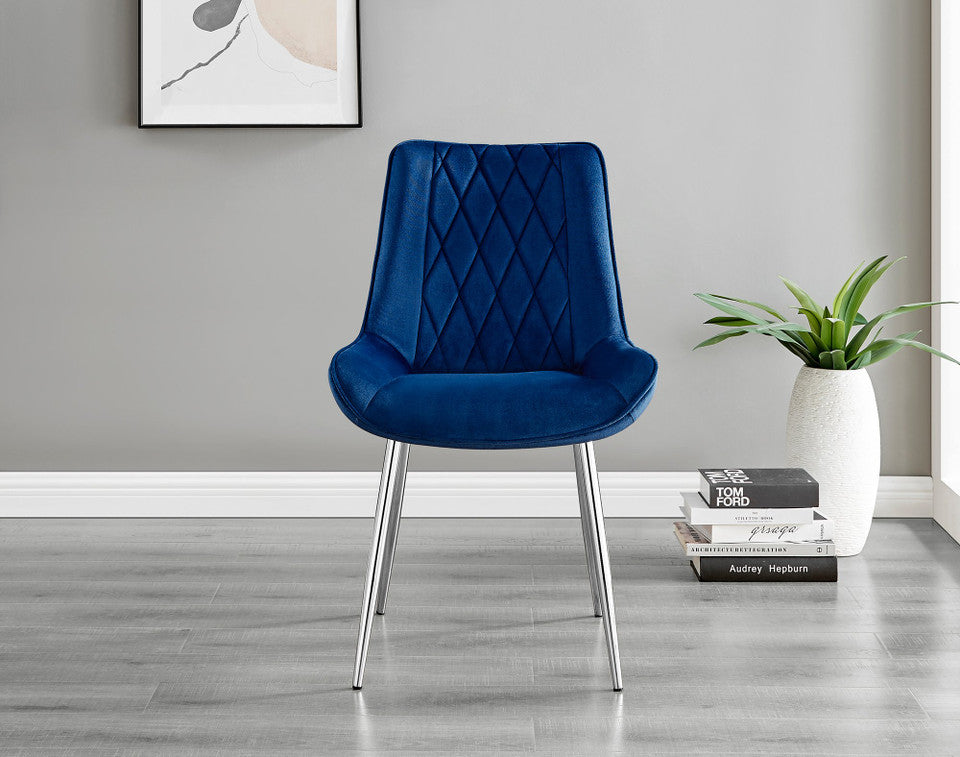 Giovani Round Grey Large 120cm Table and 6 Pesaro Silver Leg Chairs