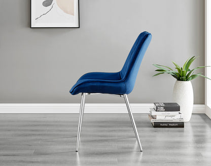 Giovani Round Grey Large 120cm Table and 6 Pesaro Silver Leg Chairs