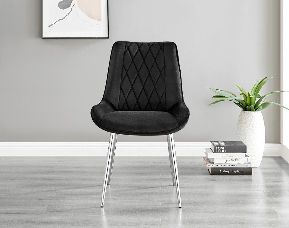 Giovani Round Grey Large 120cm Table and 6 Pesaro Silver Leg Chairs