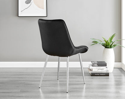 Novara 100cm Round Dining Table and 4 Pesaro Silver Leg Chairs