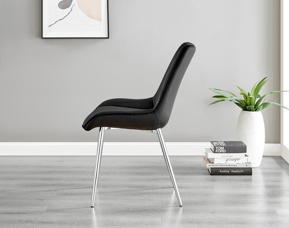 Giovani Round Grey Large 120cm Table and 6 Pesaro Silver Leg Chairs