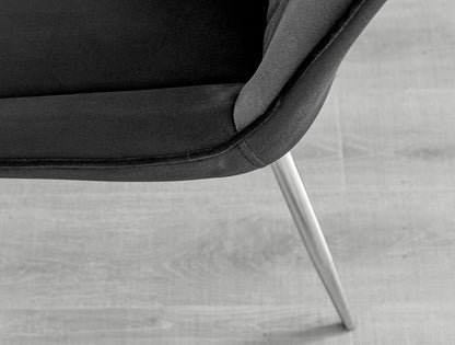 Andria Black Leg Marble Effect Dining Table and 6 Pesaro Silver Leg Chairs