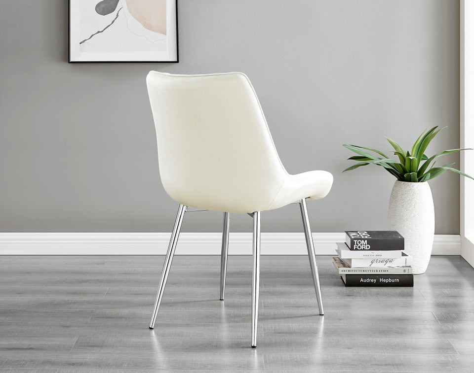 Novara 100cm Round Dining Table and 4 Pesaro Silver Leg Chairs