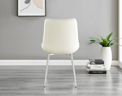 Novara White High Gloss 120cm Round Dining Table & 6 Pesaro Silver Leg Chairs